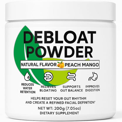 Debloat Powder for Supports Digestive Comfort & Bloating Relief, Digestive Enzymes for Women & Men, Rich in Vitamin C, Dandelion Root, Horsetail Extract, Non GMO, Peach Mango, 200G / 7.05OZ